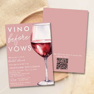 Einfacher QR-Code Pink Vino Before Vows Brautparty Einladung