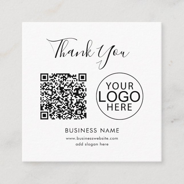 Einfacher QR-Code und geschäftliches Logo Danke Begleitkarte (Vorderseite)