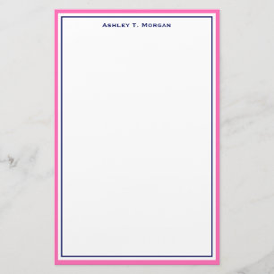 Einfacher Rahmen & BG, Hot Pink Blue White Briefpapier