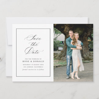 Einfacher Rahmen elegantes Skript Save-the-Date Einladung