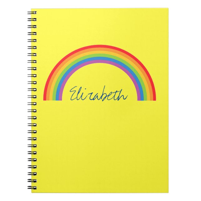 Einfacher Regenbogen-personalisiertes Gelb Notizblock (Vorderseite)