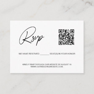 Einfacher reservierter Sitz QR CODE RSVP Hochzeits Begleitkarte