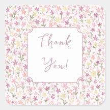 Einfacher Rosa Blumen Baby Shower Danke Sticker