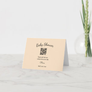 Einfacher rosa QR-Code für Baby Shower, Name-Text  Dankeskarte