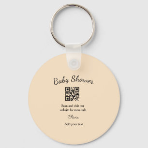 Einfacher rosa QR-Code für Babyparty, Name-Text hi Schlüsselanhänger