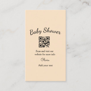 Einfacher rosa QR-Code für Babyparty, Name-Text hi Visitenkarte