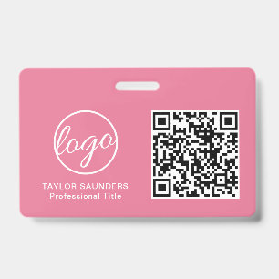 Einfacher rosa QR-Code-Mitarbeiterausweis Ausweis
