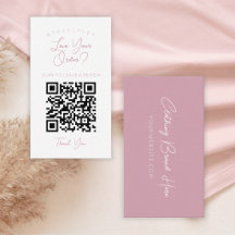 Einfacher Rosa Schriftzug QR-Code Hinterlasse eine