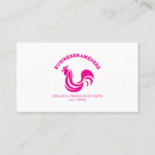 Einfacher Rosa Weißer Hühner-QR-Code Visitenkarte
