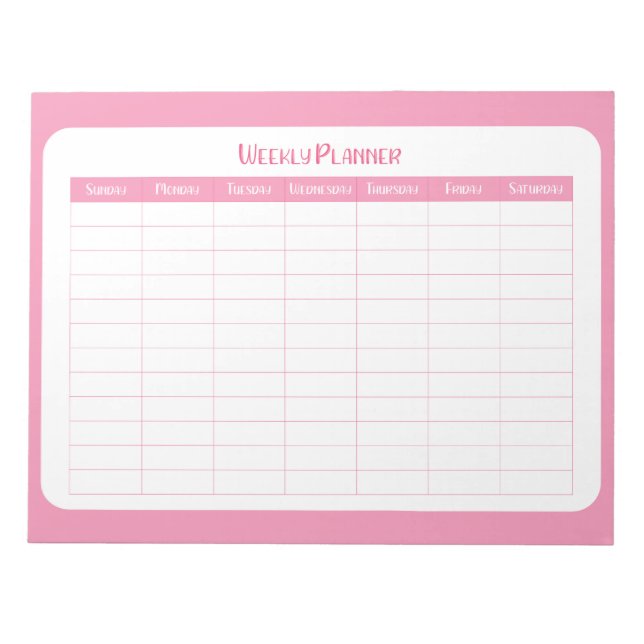 Einfacher rosa Wochenplaner Notizblock (Vorderseite)
