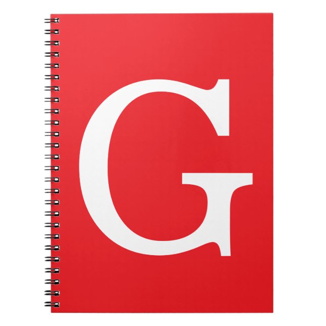 Einfacher roter weißer Anfangsbuchstabe Monogramm Notizblock (Vorderseite)