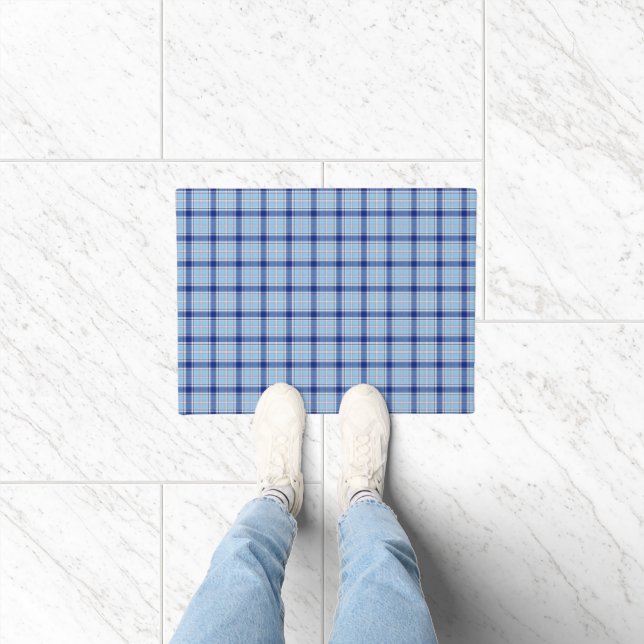 Einfacher Rustikaler Blau Stil Karo  Fußmatte (Indoor)
