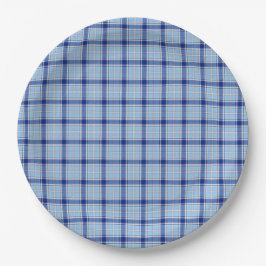 Einfacher Rustikaler Blau Stil Karo  Pappteller