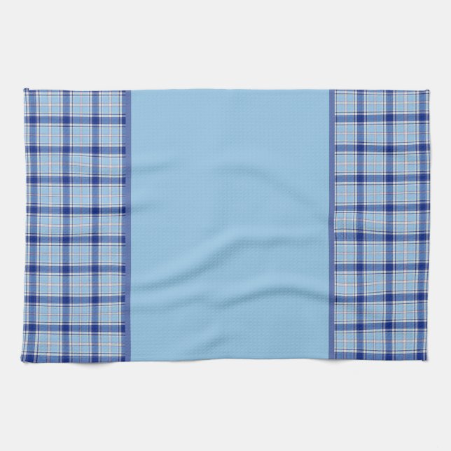 Einfacher rustikaler blauer Stil Karo  Geschirrtuch (Horizontal)