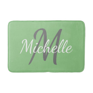 Einfacher Salbei Fette Typografie & Namensmonogram Badematte