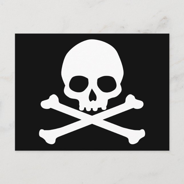 Einfacher Schädel und Crossbones Postkarte (Vorderseite)