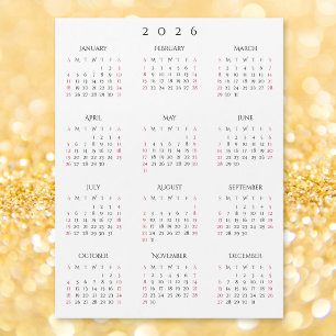 Einfacher Schwarz-Weiß-Magnetkalender für das neue Magnetkarte