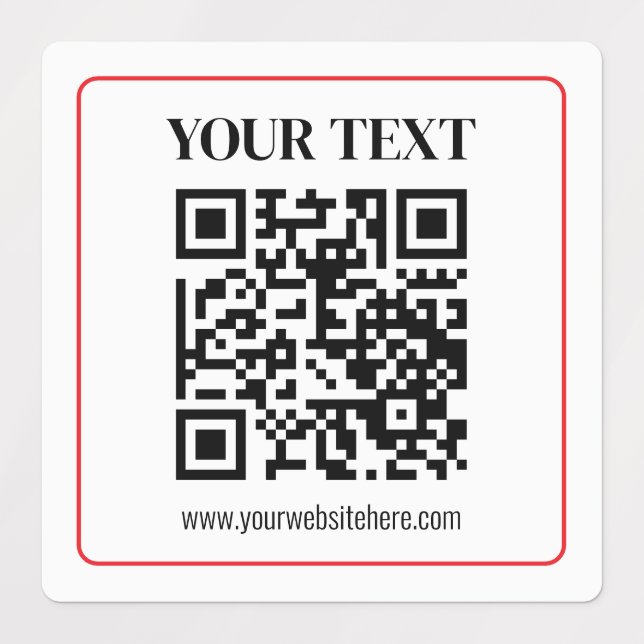 Einfacher Schwarz-Weiß-QR-Code mit rotem Rand Etiketten (Design 1)