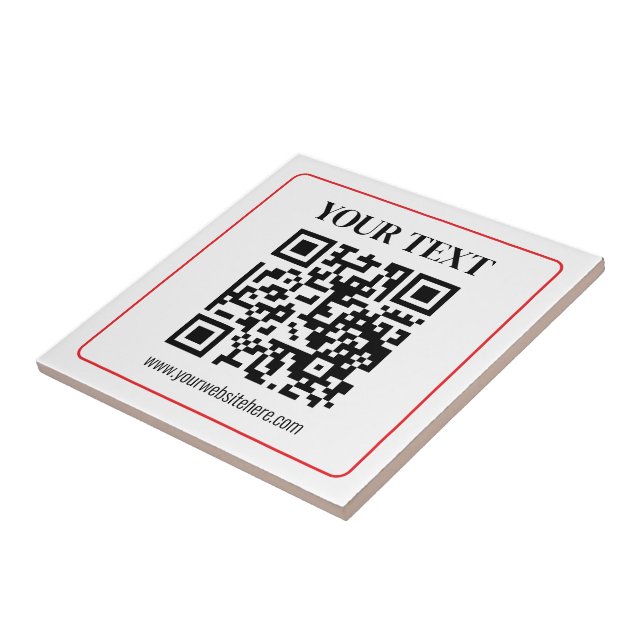 Einfacher Schwarz-Weiß-QR-Code mit rotem Rand Fliese (Seite)