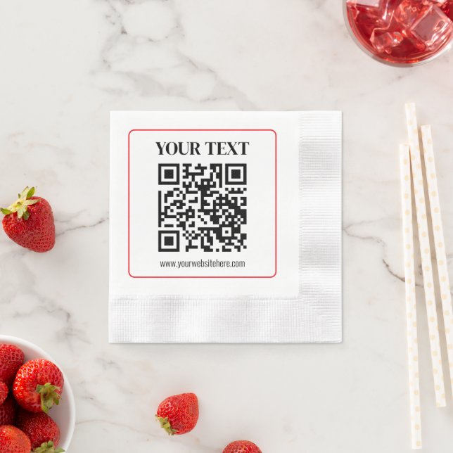 Einfacher Schwarz-Weiß-QR-Code mit rotem Rand Serviette (Beispiel)
