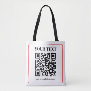 Einfacher Schwarz-Weiß-QR-Code mit rotem Rand Tasche