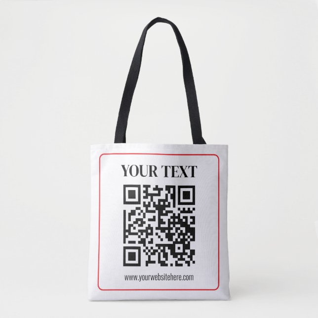 Einfacher Schwarz-Weiß-QR-Code mit rotem Rand Tasche (Vorderseite)