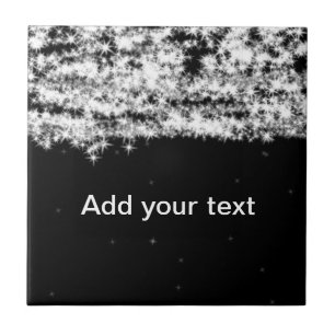 Einfacher schwarzer Glitter-Sternenglanz, fügen Si Fliese