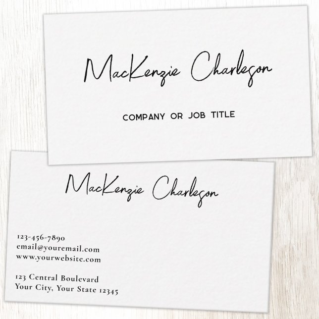 Einfacher Skriptname Modern Professionell Visitenkarte (Simple modern minimalist script professional business card design )