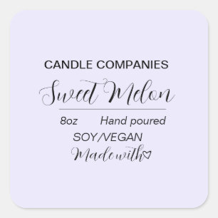 Einfacher Soja-Veganer-Kerzenhersteller-Geschäft Quadratischer Aufkleber