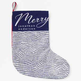 Einfacher Spaß Blue Doodle Frohe Weihnachtsfeierta Kleiner Weihnachtsstrumpf