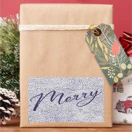 Einfacher Spaß Blue Doodle Frohe Weihnachtsfeierta Rechteckiger Aufkleber