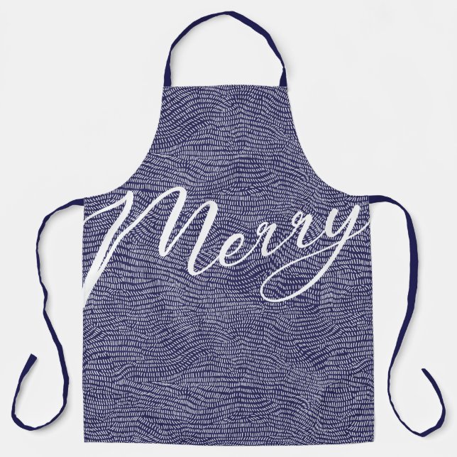 Einfacher Spaß Blue Doodle Frohe Weihnachtsfeierta Schürze (Vorderseite)