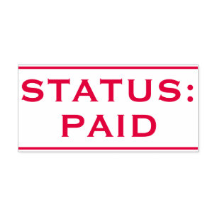 Einfacher "STATUS: ZAHLENDE" GummiBriefmarke Permastempel