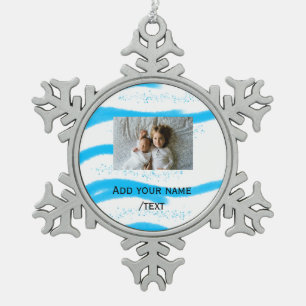 einfacher Stern funkeln Glitter Foto hinzufügen be Schneeflocken Zinn-Ornament
