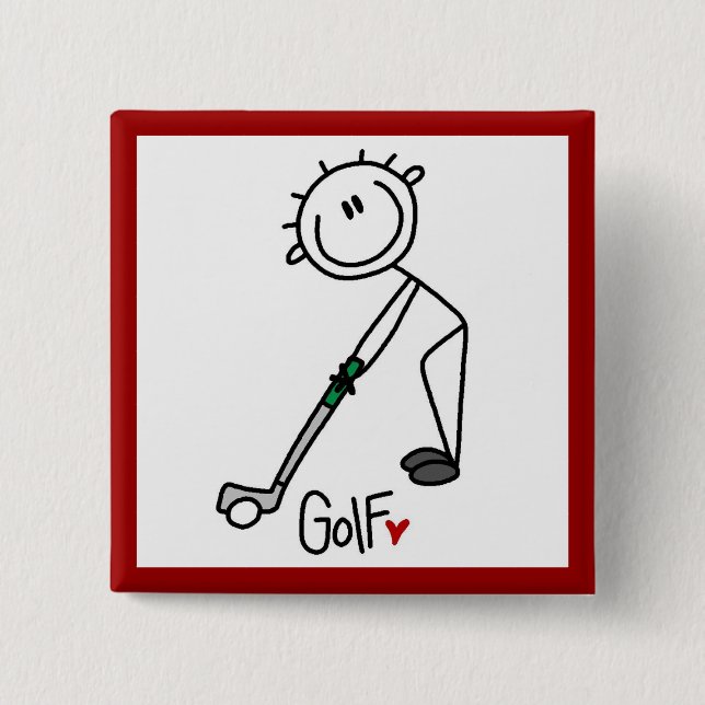 Einfacher Stockfigur-Golfer Button (Vorderseite)