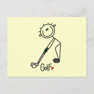 Einfacher Stockfigur-Golfer Postkarte