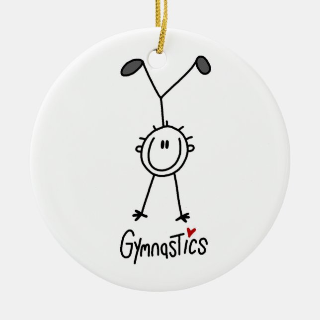 Einfacher StrichmännchenGymnast Keramikornament (Vorne)