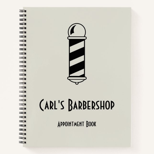 Einfacher Strichpol und Textvorlage für Barbershop Notizbuch (Vorderseite)