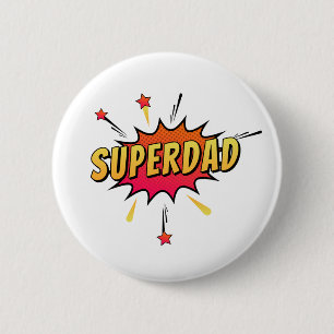 Einfacher Superdad Comic Retro Pop Art Pin Butto Button