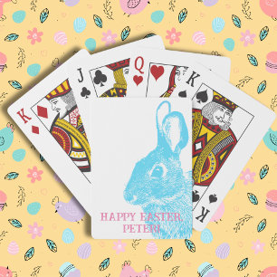 Einfacher süßer blauer Hase Osterhase Spielkarten