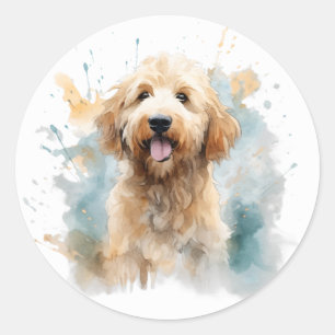 Einfacher süßer Goldendoodle-Hund moderne Wasserfa Runder Aufkleber