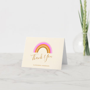 Einfacher süßer Retro-Regenbogen personalisierter Dankeskarte