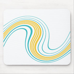 Einfacher Swirl - Türkis und Gelb Mousepad