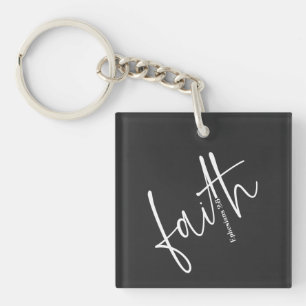 Einfacher Text der Black Faith Bible Verse Calligr Schlüsselanhänger
