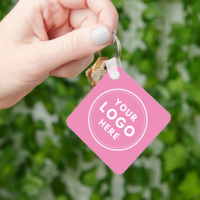 Einfacher Text für das Logo QR Rosa Schlüsselanhänger (Hand)