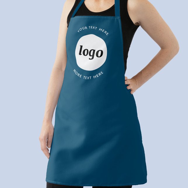 Einfacher Text für Logos Werbeaktion Aquamarin grü Schürze (Simple logo with custom text business branding promotional teal green apron)