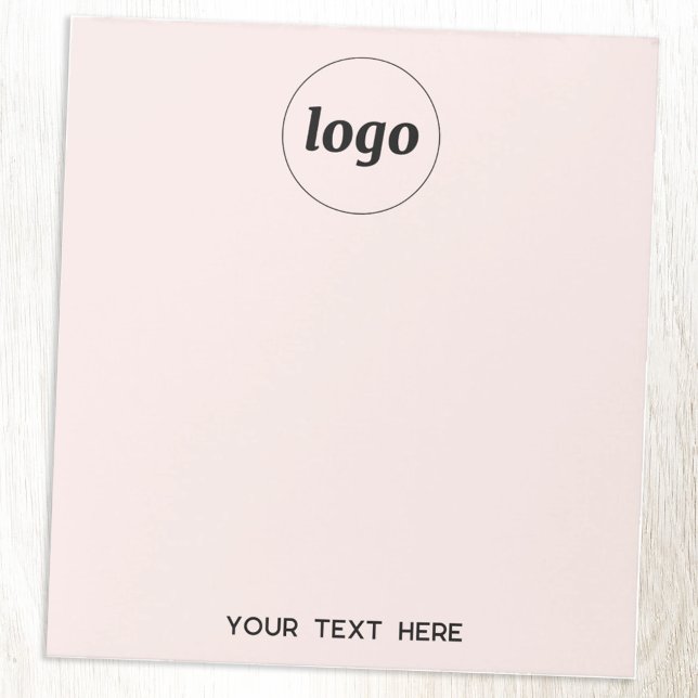 Einfacher Text für Logos Werbeaktion Rosa Rosa Notizblock (Logo with custom text business promotional blush pink notepad)