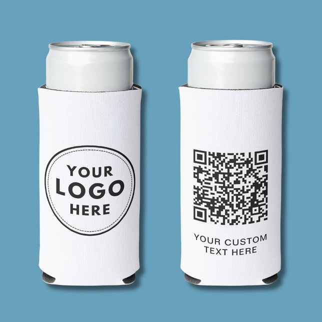 Einfacher Text QR Code Selters Dosenkühler (Logo can cooler with QR code (white/black))