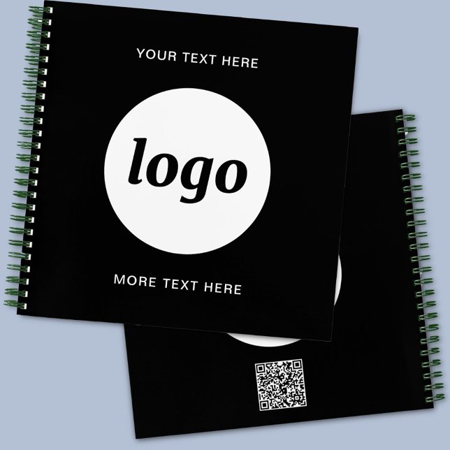 Einfacher Text QR Code Werbung Notizbuch (Simple logo with custom text QR Code business branding promotional notebooks)