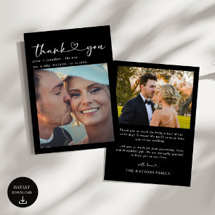 Einfacher Text und Foto Hochzeit Vielen Dank Dankeskarte